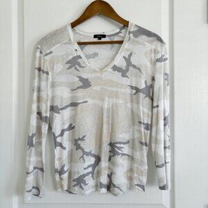 Rails T Shirt Sami Camo Linen Long Sleeve Stone